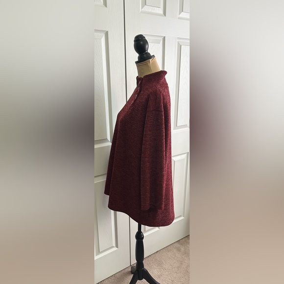 St. John's Bay Burgundy Knit Sweater with Buttons - Picture 3 of 6